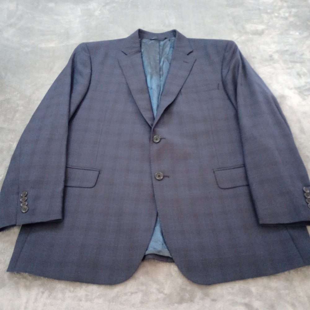 Saks Fifth Avenue Ermenegildo Zegna Traveler Blazer 44 Blue Wool Plaid Italy